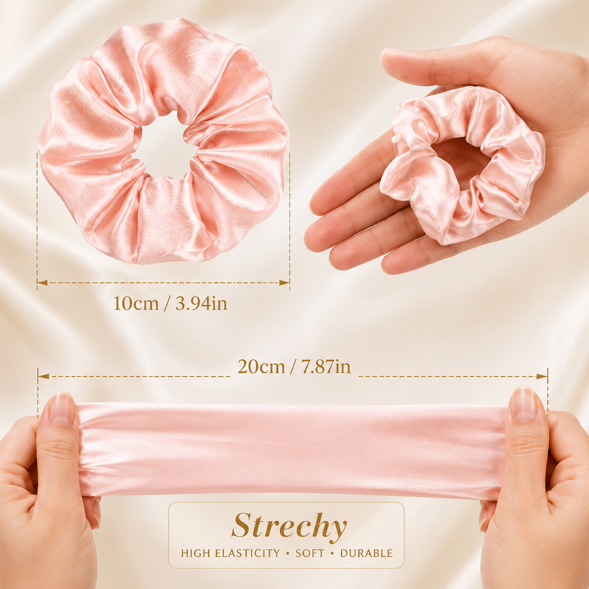 LuxeSilk 5piece Satin Scrunchie Collection