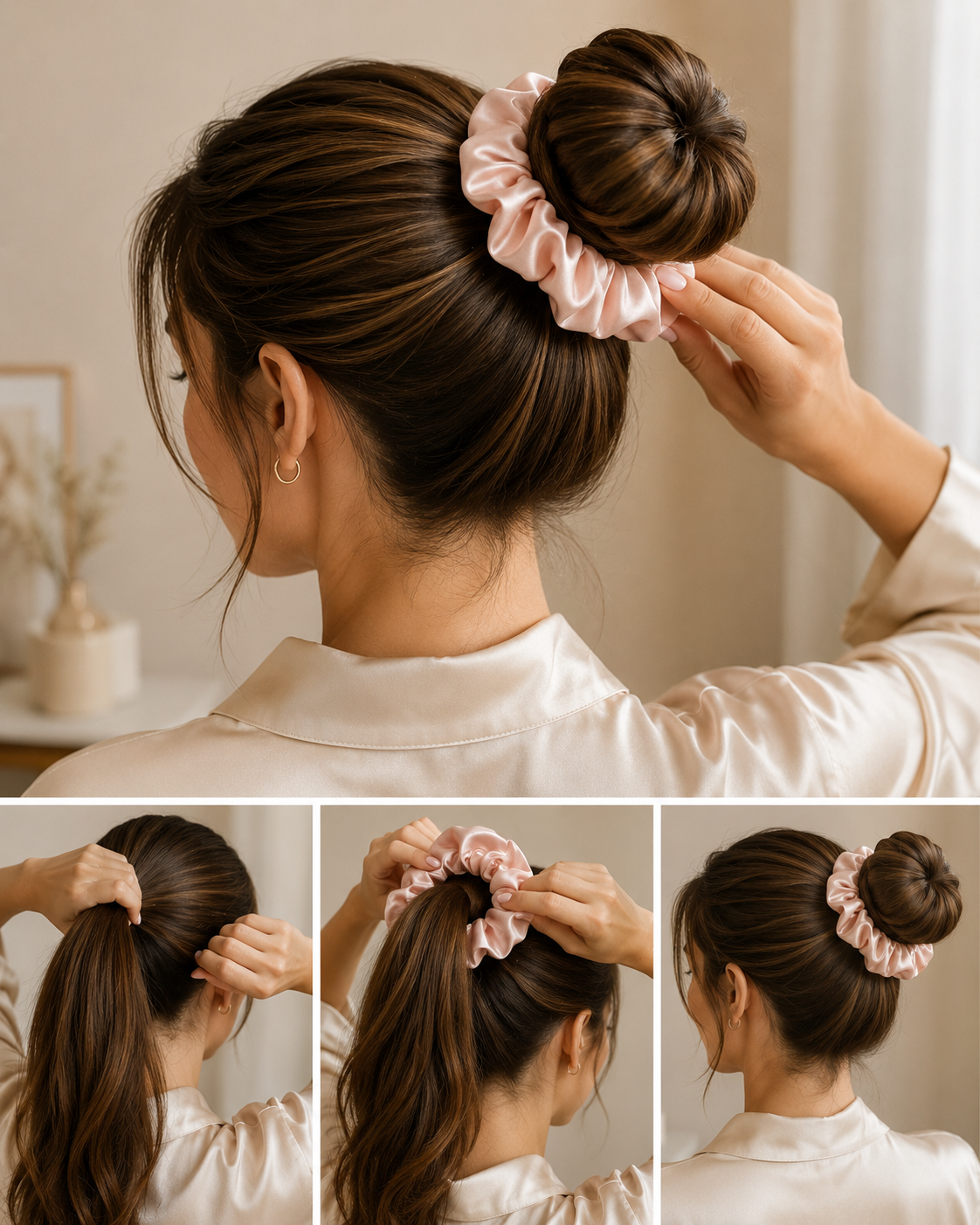 LuxeSilk 5piece Satin Scrunchie Collection