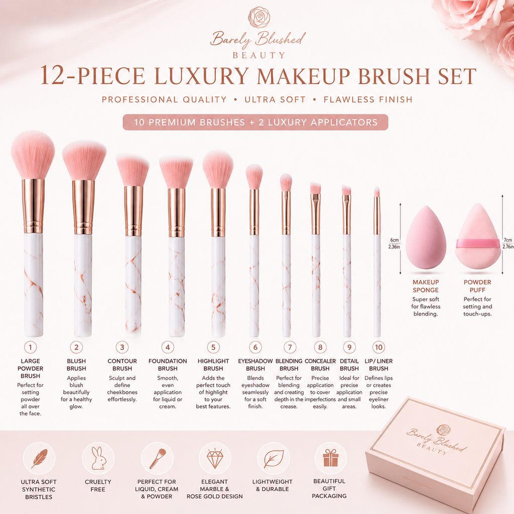 12-Piece Luxury Makeup Brush Collection