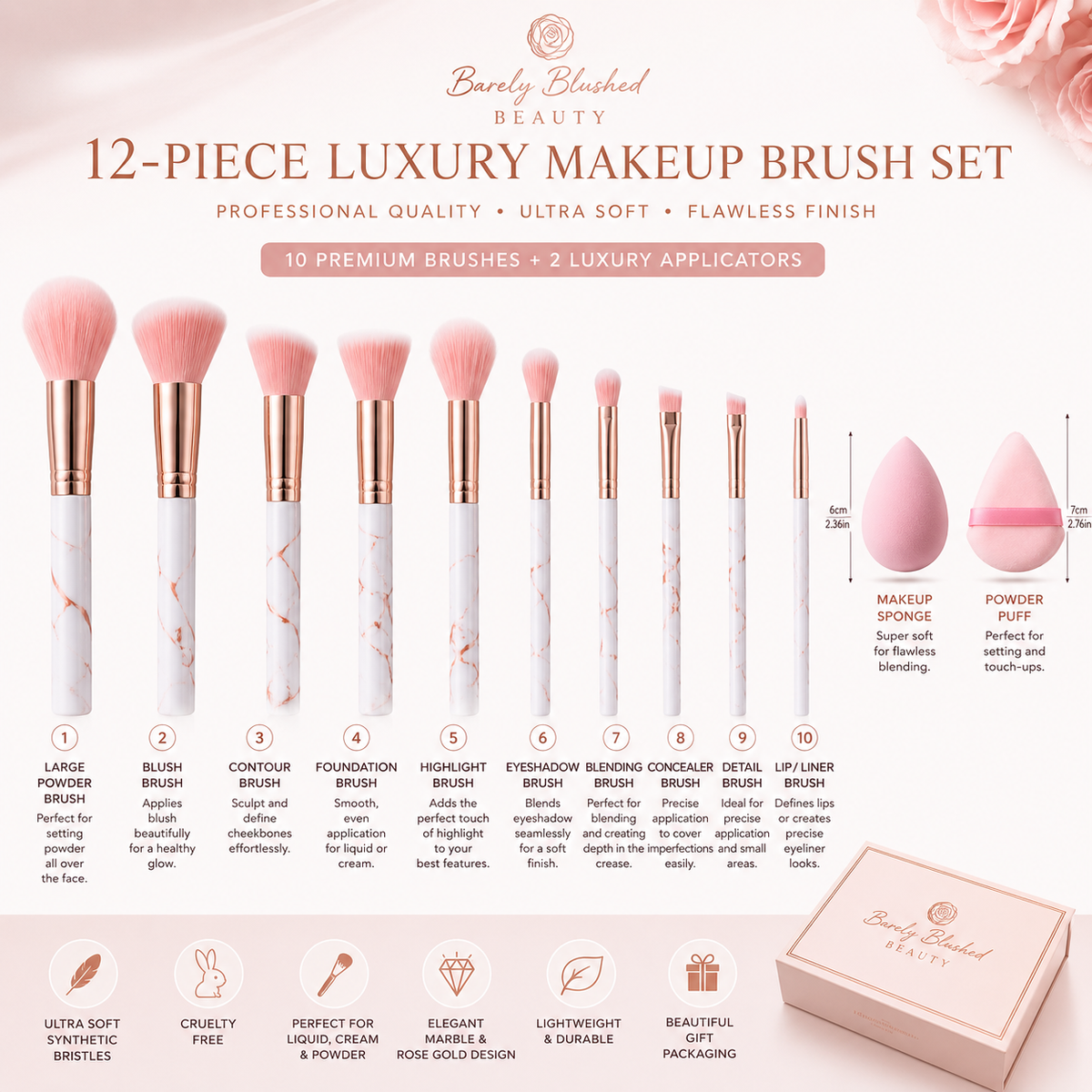 12-Piece Luxury Makeup Brush Collection